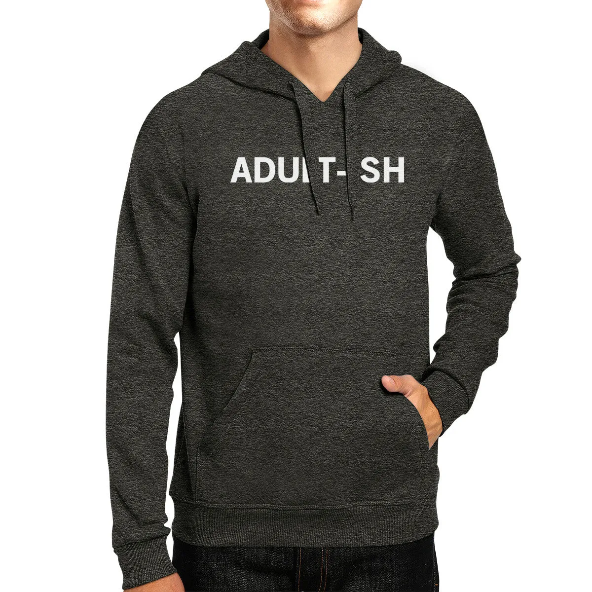 Adult-ish Unisex Charcoal Grey Hoodie Simple Trendy Typography Top