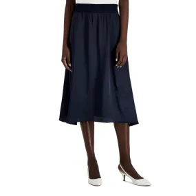 Alfani Women's Pull-On Unlined Ribbed-Waist Midi Skirt Modern Navy