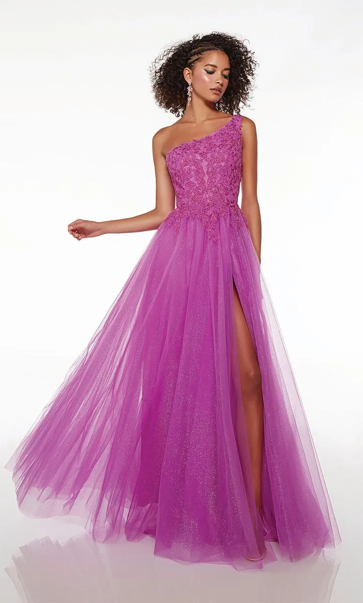 Alyce One Shoulder Lace Prom Dress 61624