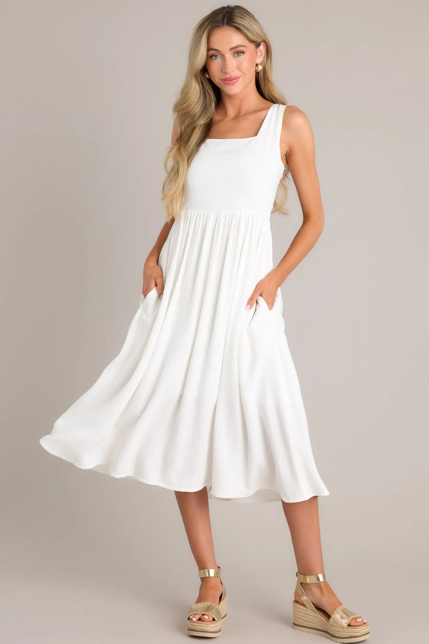 Angelic Aura White Midi Dress