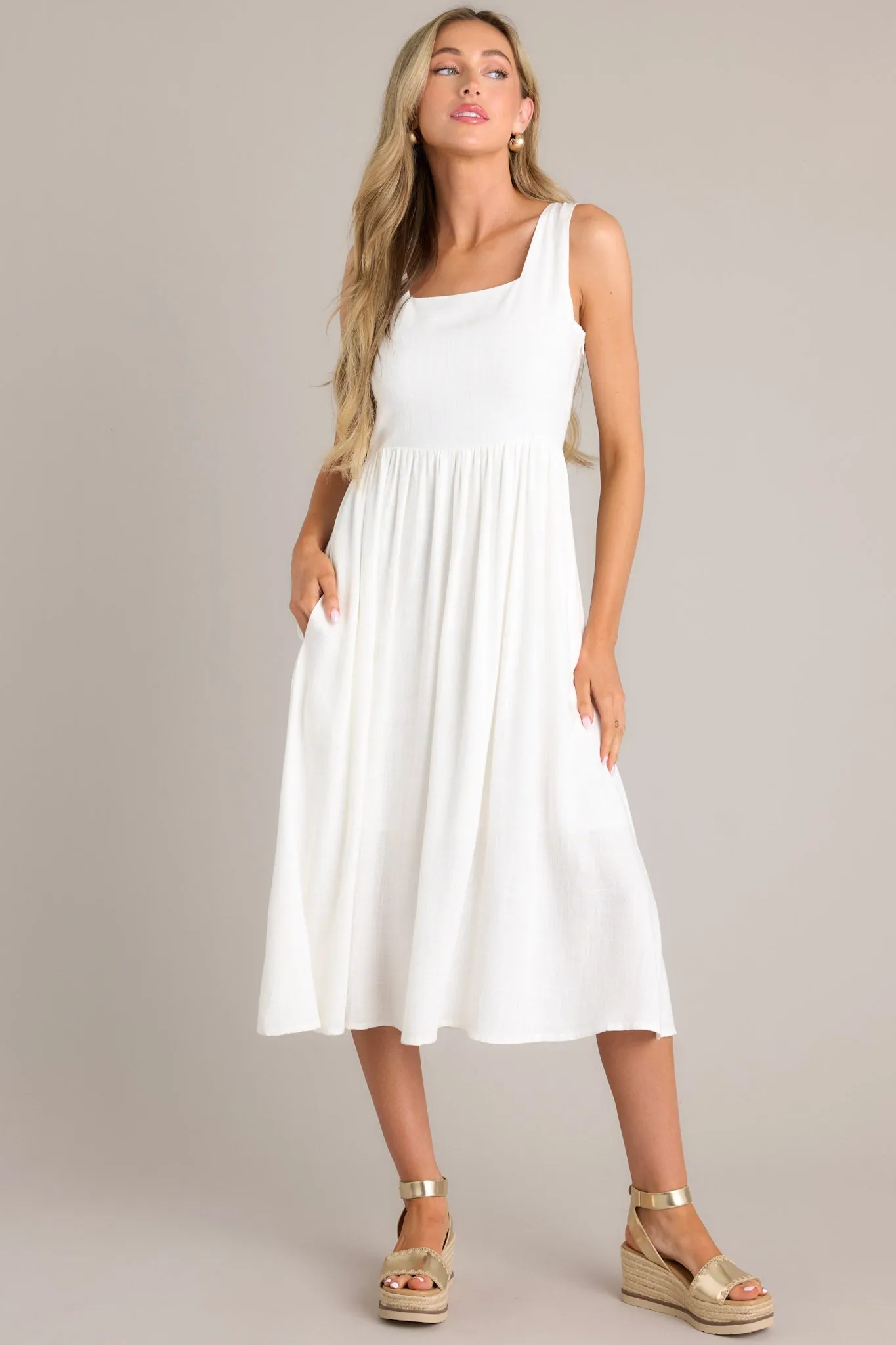 Angelic Aura White Midi Dress