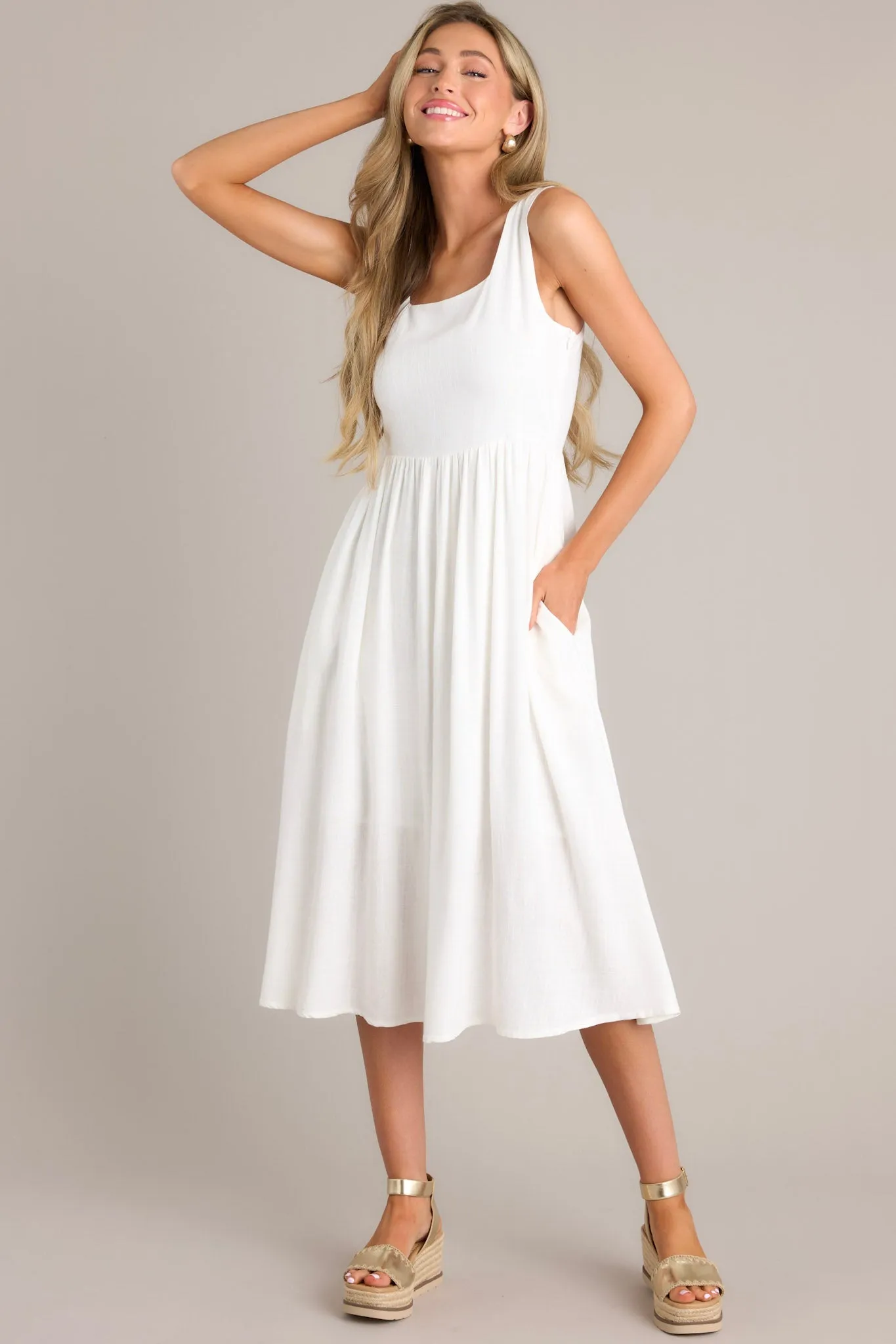 Angelic Aura White Midi Dress