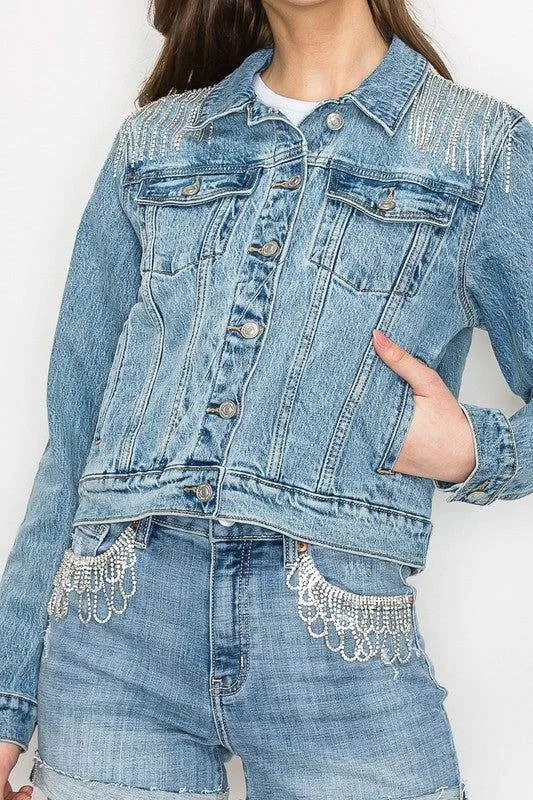 Artemis Vintage Embellished Classic Denim Jacket