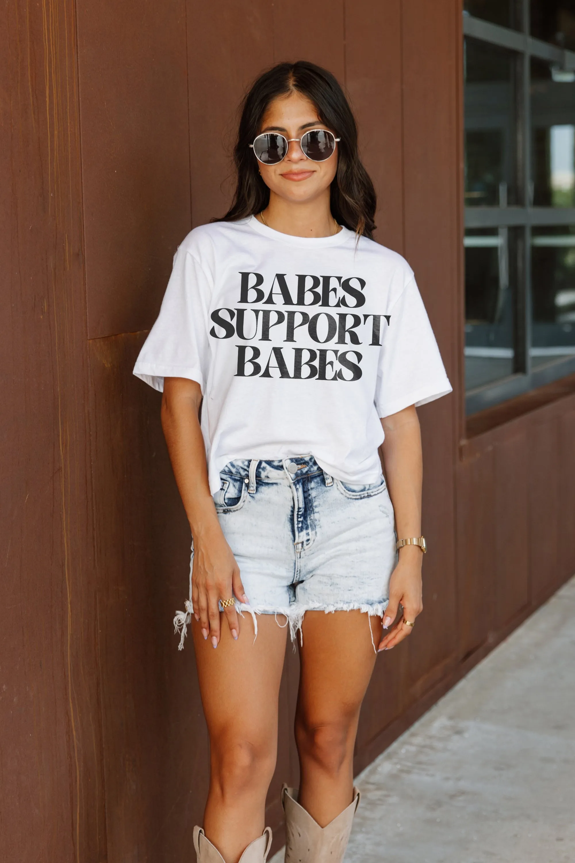 BABES SUPPORT BABES BOXY FIT WOMEN'S CROPPED TEE