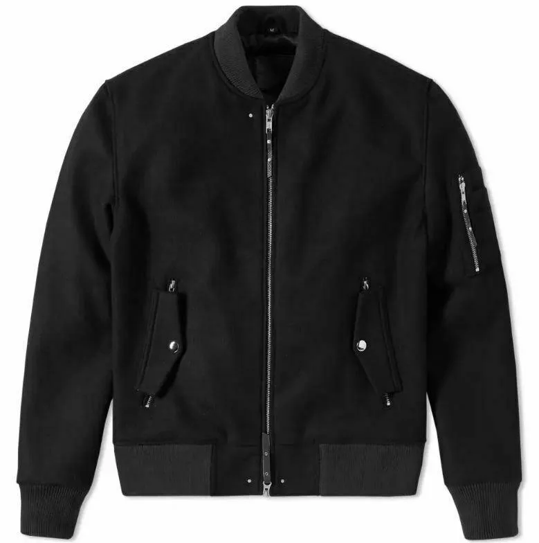 Battlestar MA-1 Black Wool Baseball Varsity Jacket