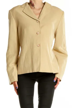 Beige Classic Button-Up Blazer