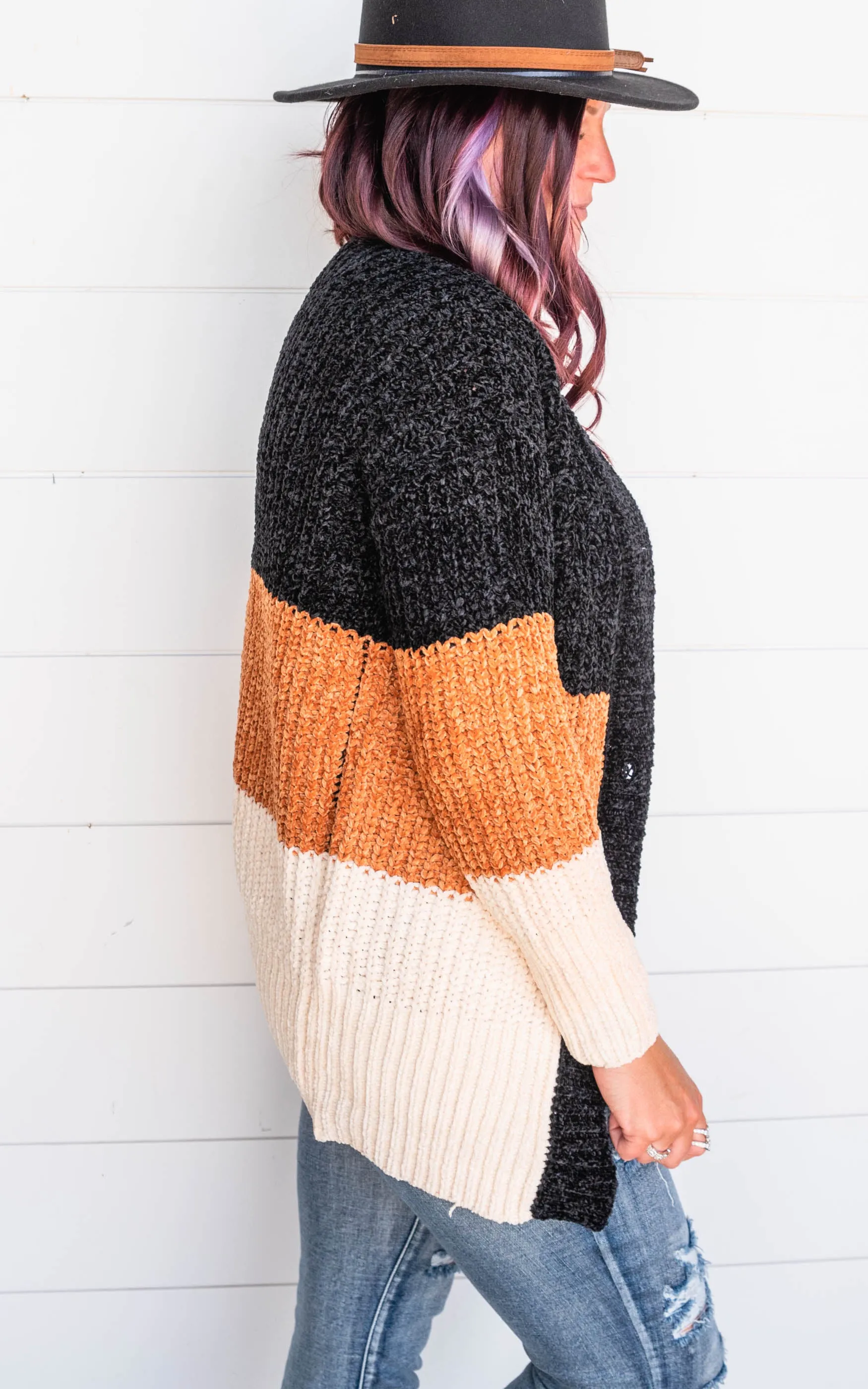 Blissfully Comfy Black Colorblock Cardigan - Final Sale