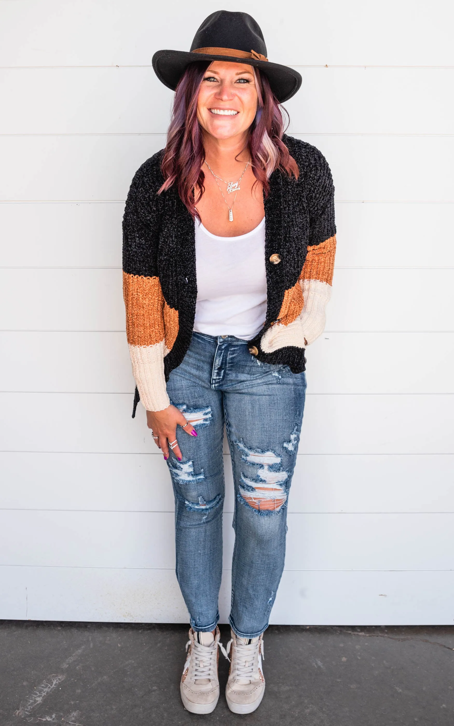 Blissfully Comfy Black Colorblock Cardigan - Final Sale