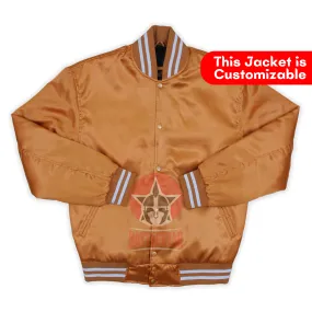 Brown Satin Varsity Baseball Jacket