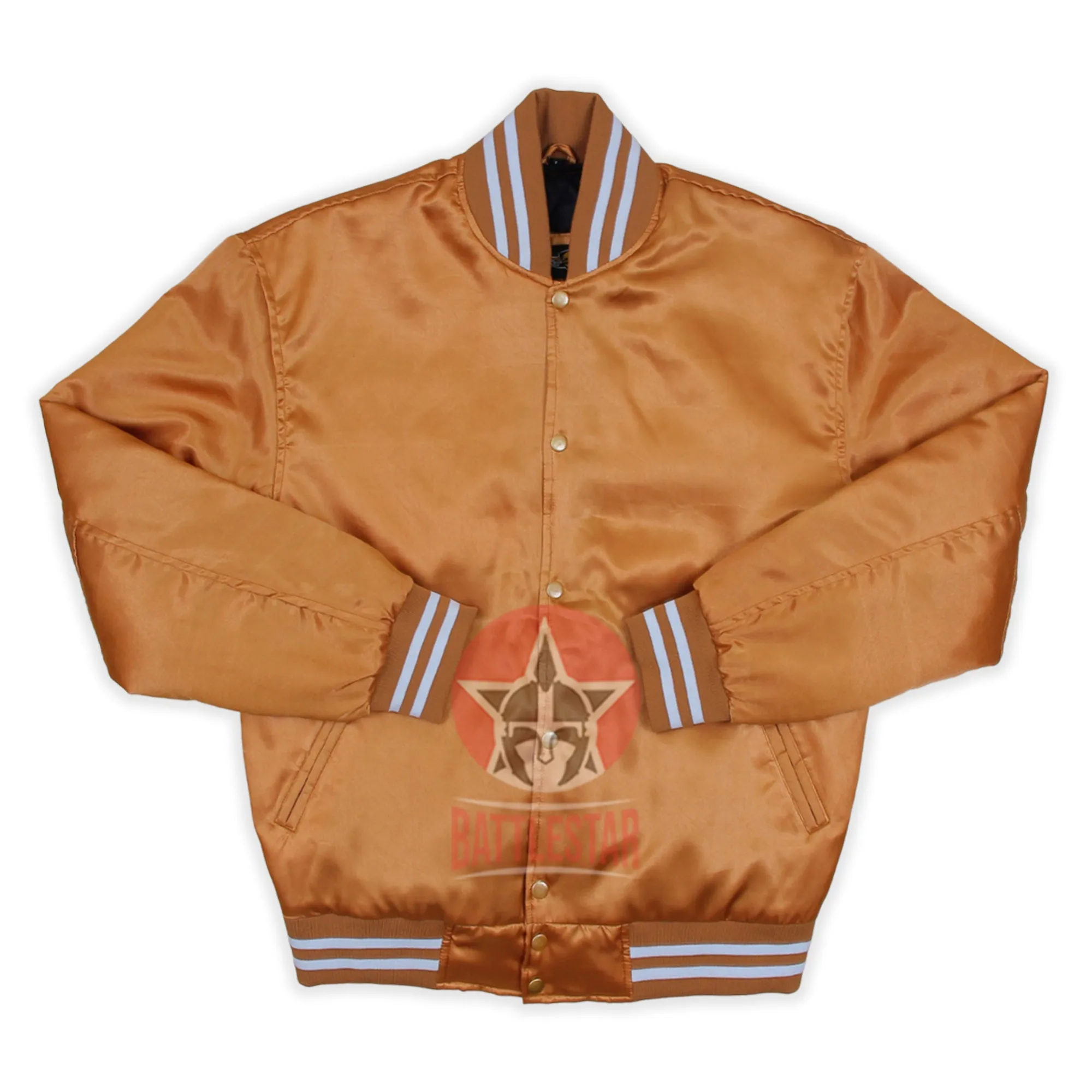 Brown Satin Varsity Baseball Jacket