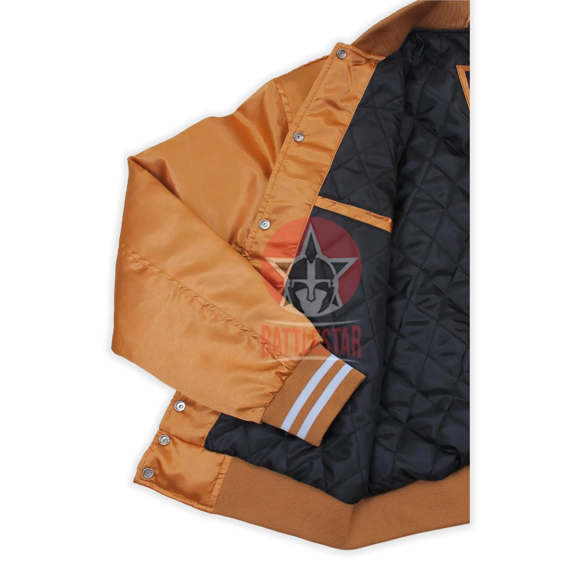 Brown Satin Varsity Baseball Jacket