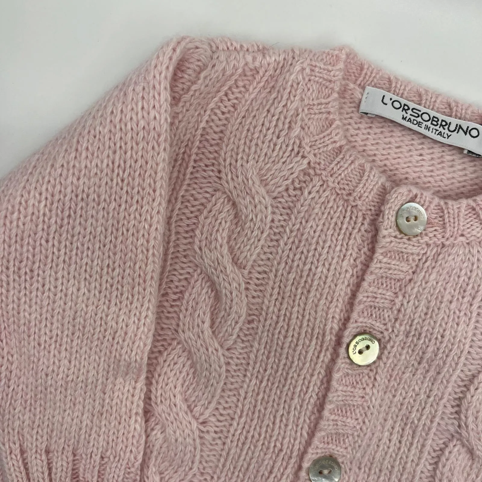 Cardigan - Cable Knit Soft Rose