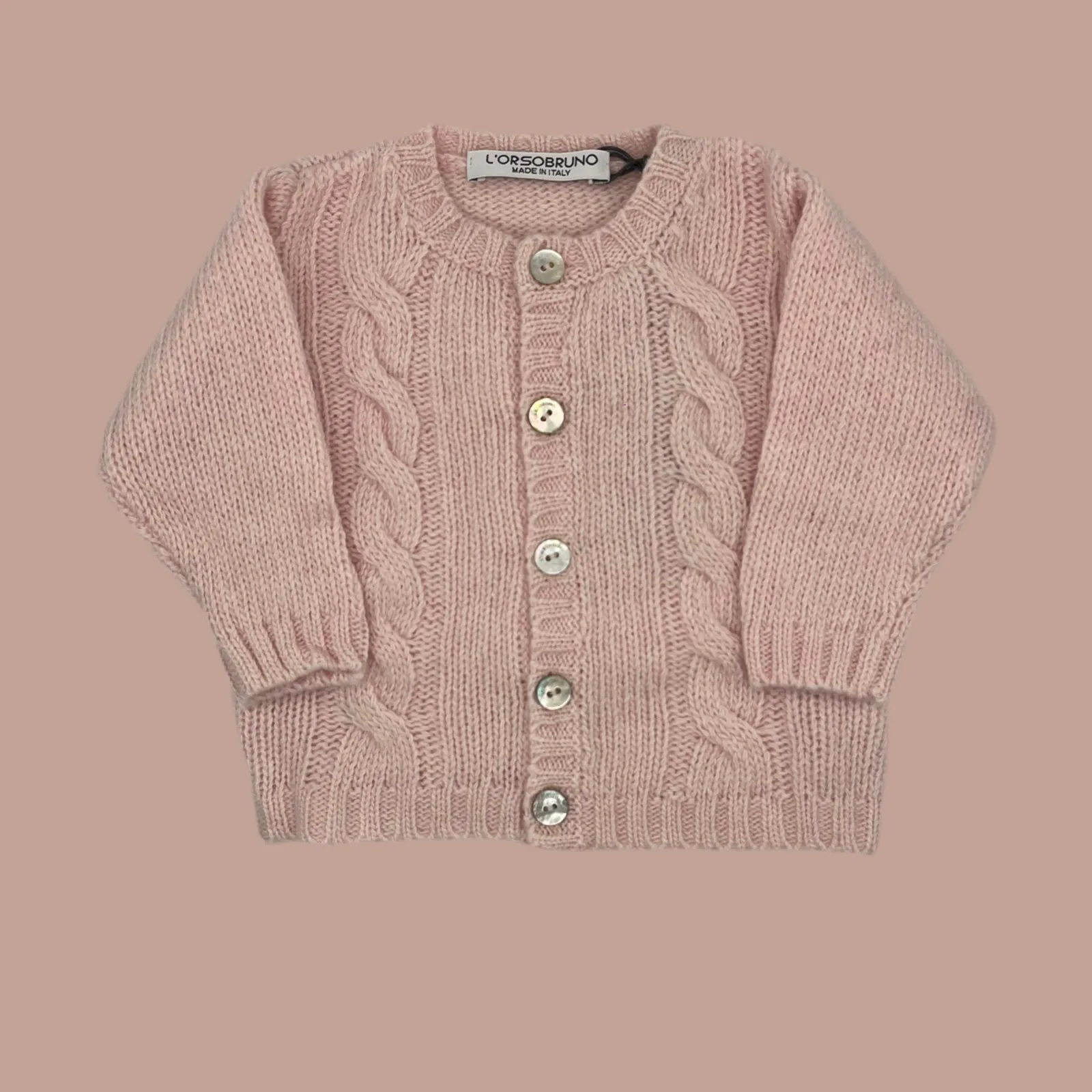 Cardigan - Cable Knit Soft Rose