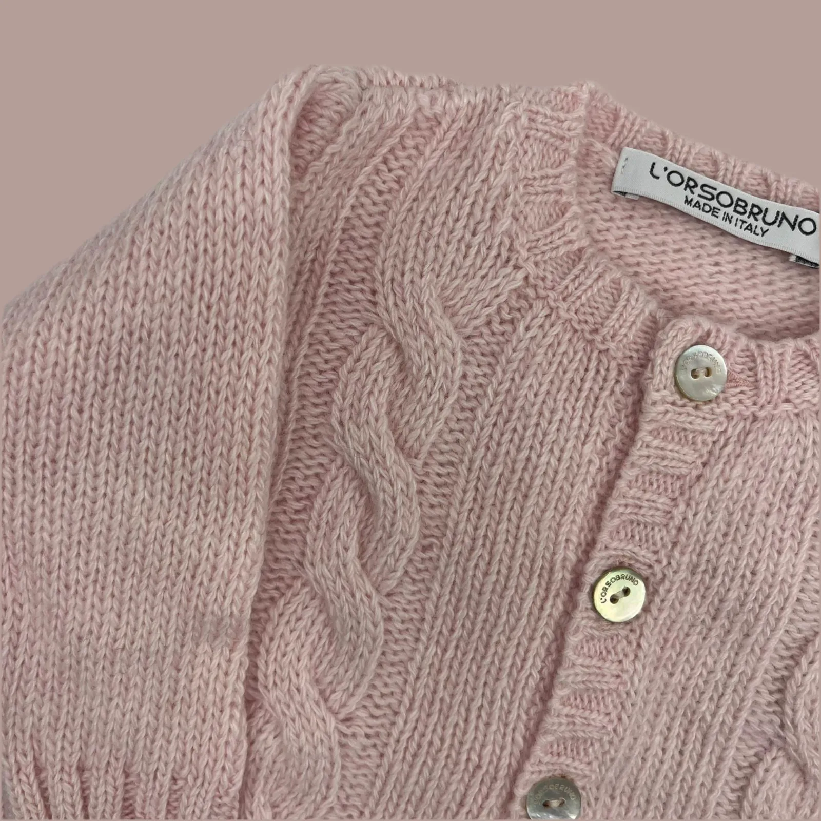 Cardigan - Cable Knit Soft Rose