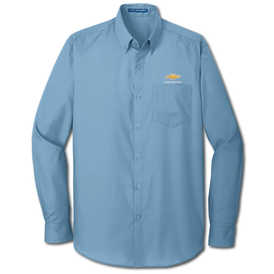 Chevrolet Gold Bowtie Poplin Long Sleeve Dress Shirt