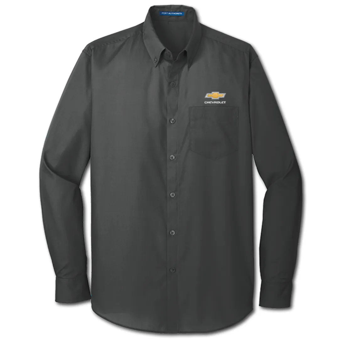 Chevrolet Gold Bowtie Poplin Long Sleeve Dress Shirt