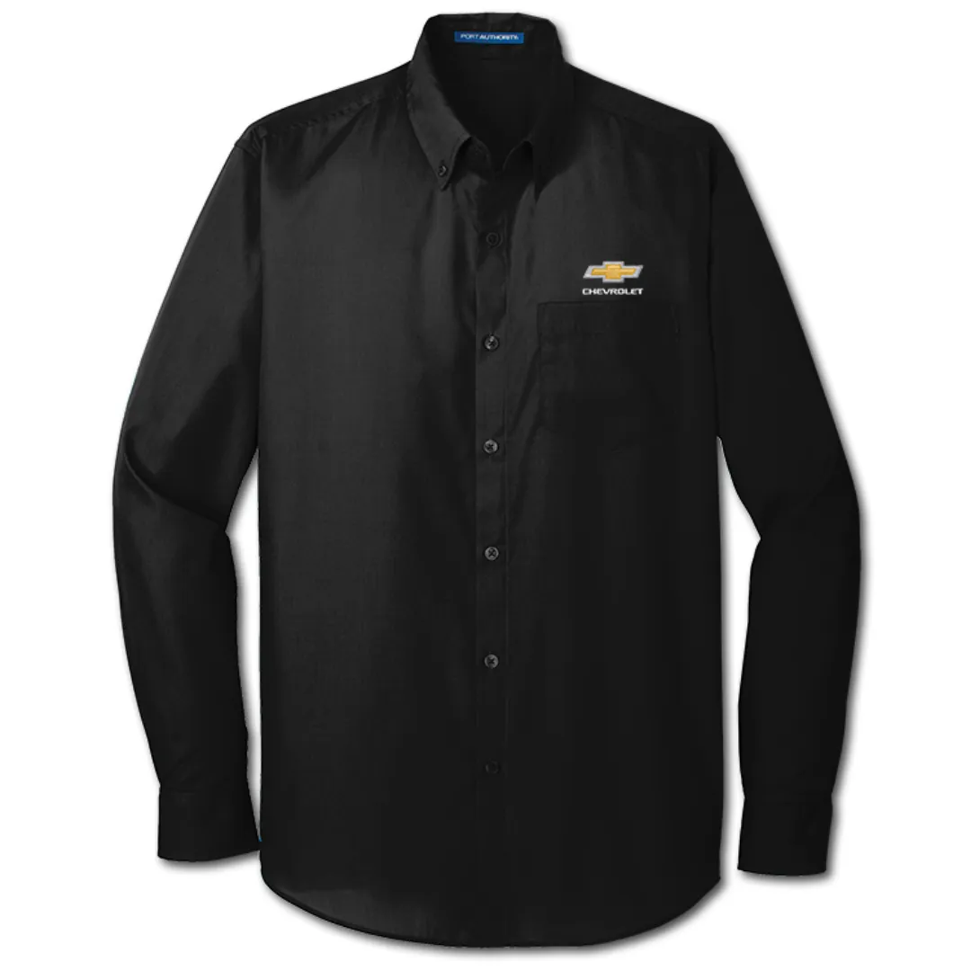 Chevrolet Gold Bowtie Poplin Long Sleeve Dress Shirt