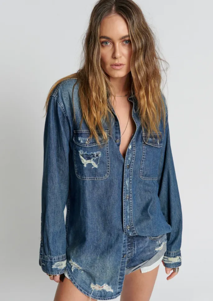 Classic Denim Shirt Used Blue