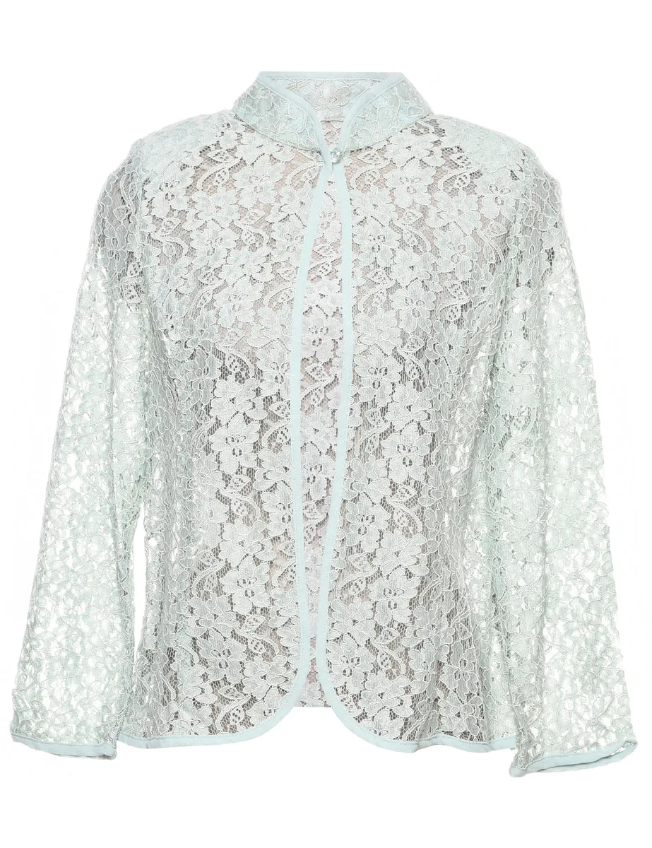 Classic White Lace 1980s Blouse - M