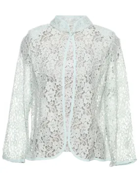 Classic White Lace 1980s Blouse - M