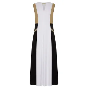 Color Block Maxi Dress - Black & Camel