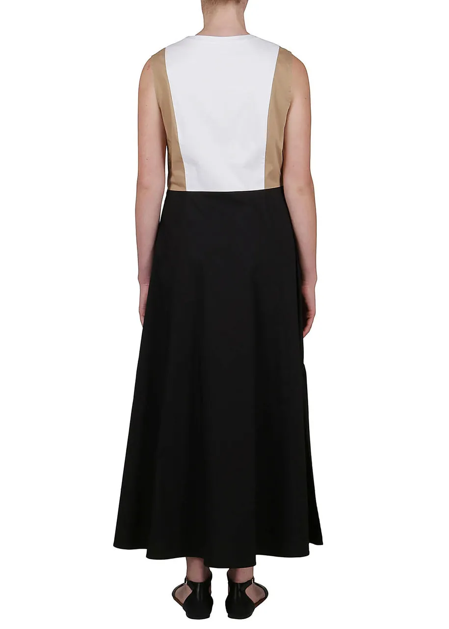 Color Block Maxi Dress - Black & Camel