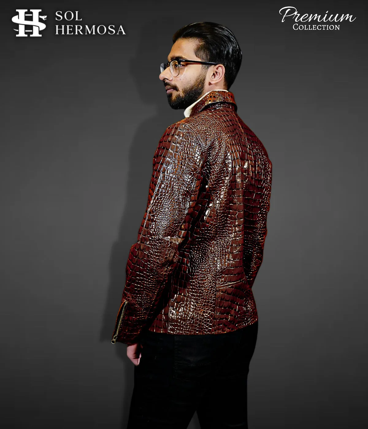 Crocodile Leather Jacket For Men - Hades