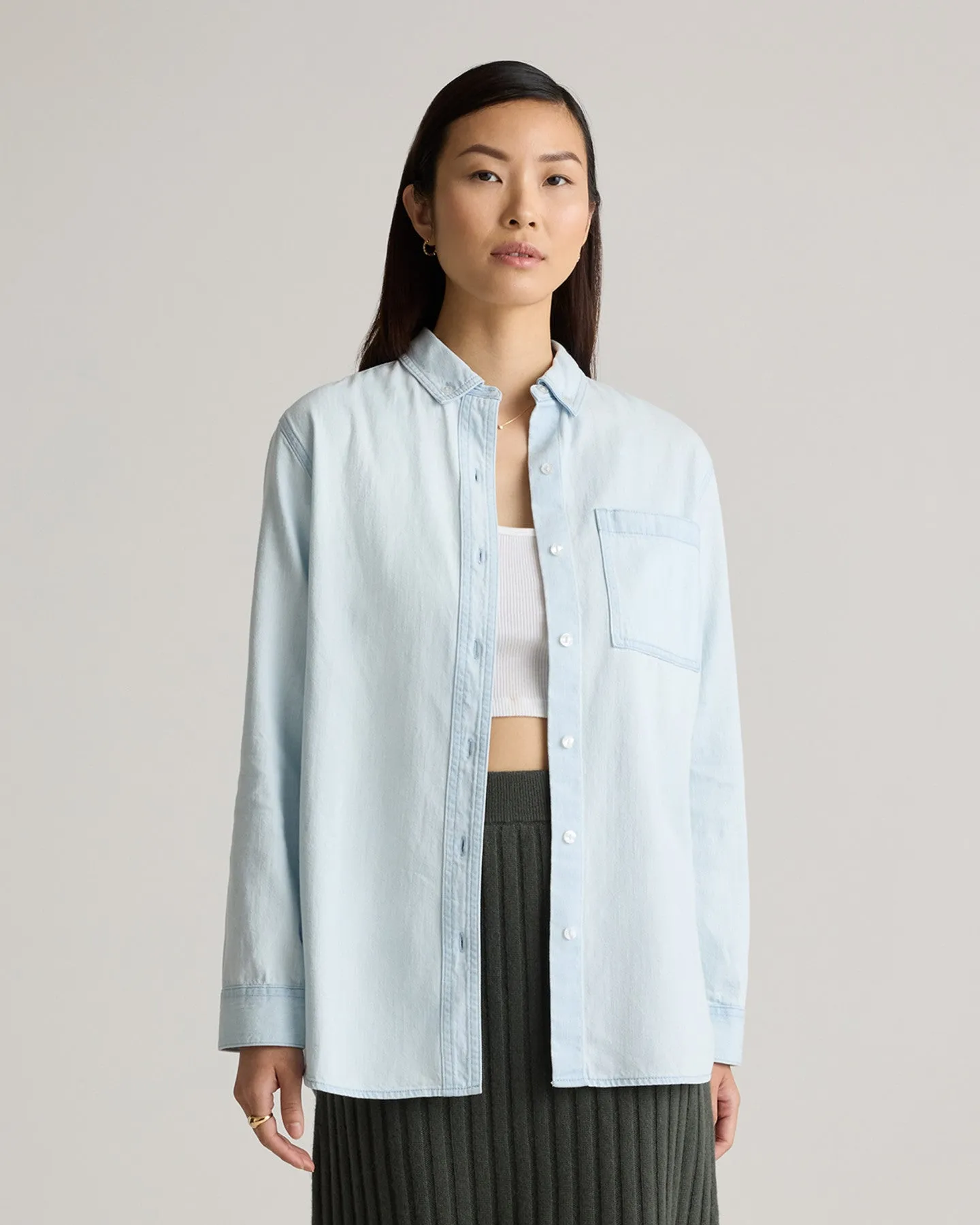 Distressed Denim Oversized Shirt