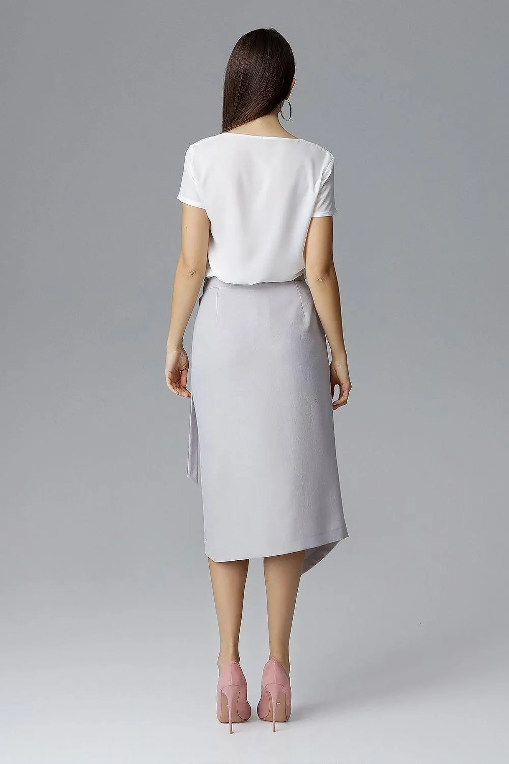 Draped Asymmetrical Tie-Waist Skirt