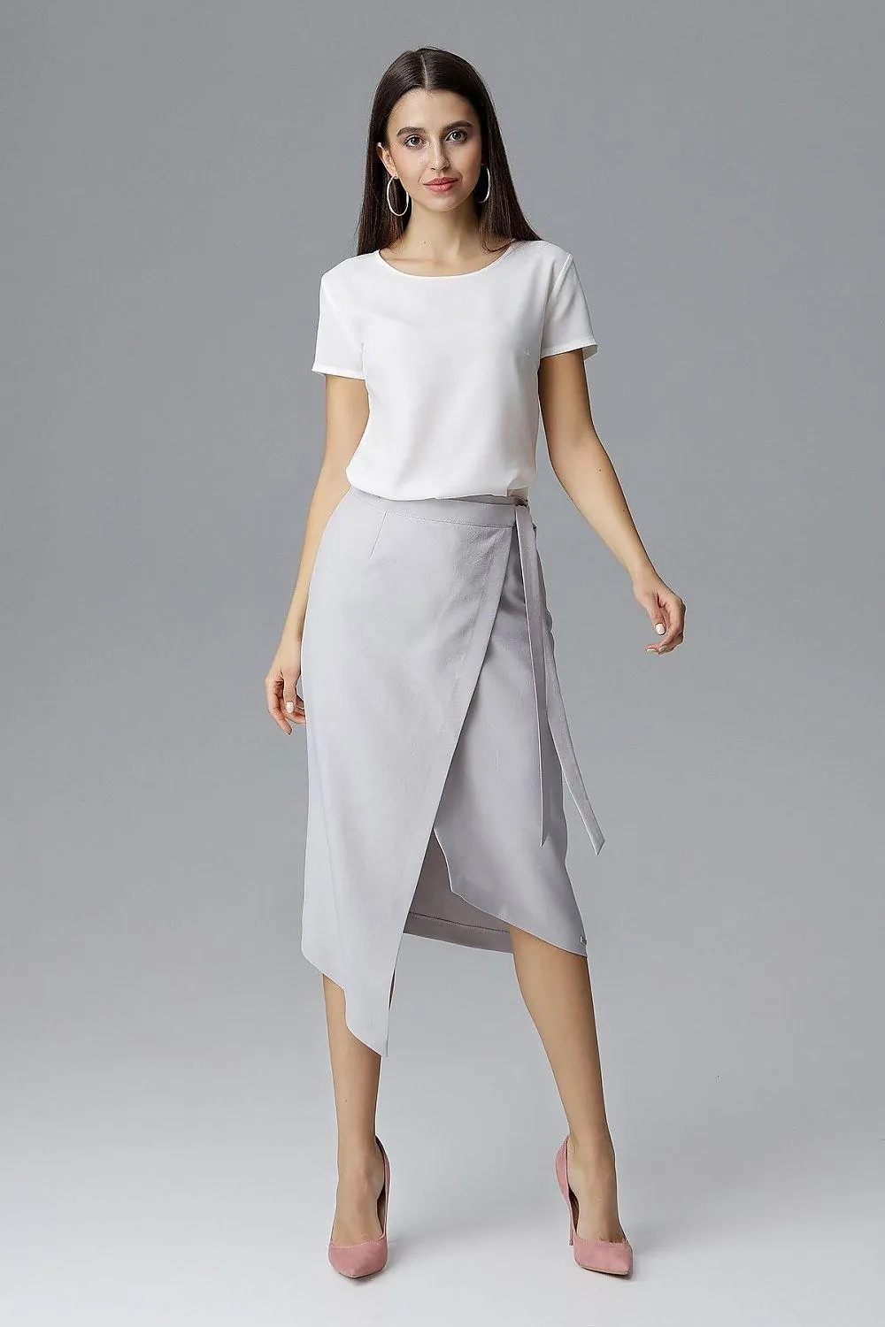 Draped Asymmetrical Tie-Waist Skirt