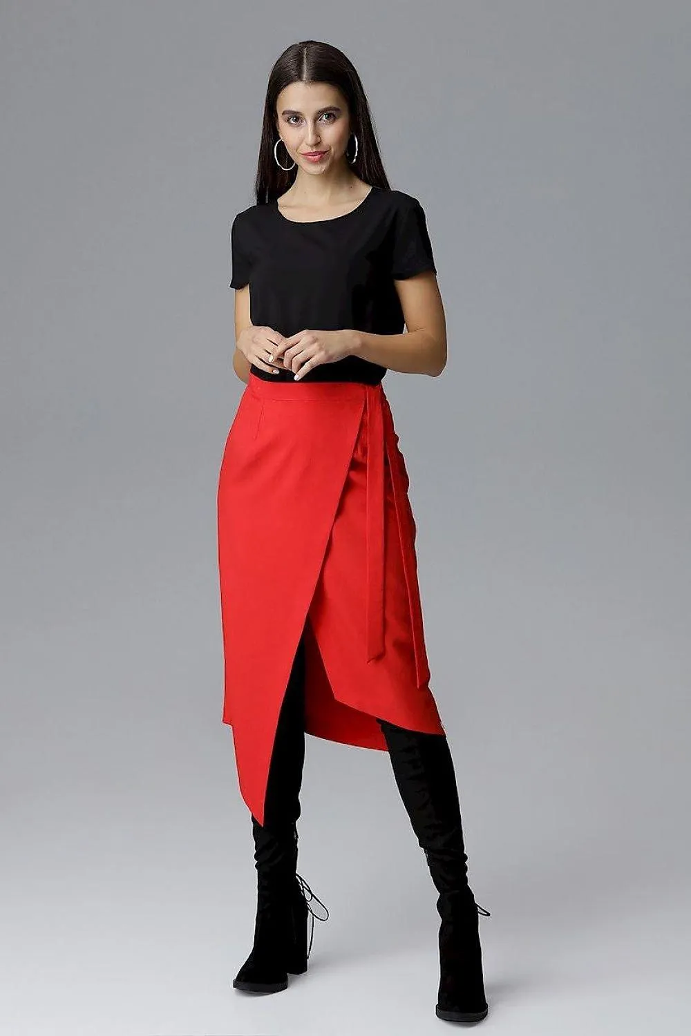 Draped Asymmetrical Tie-Waist Skirt