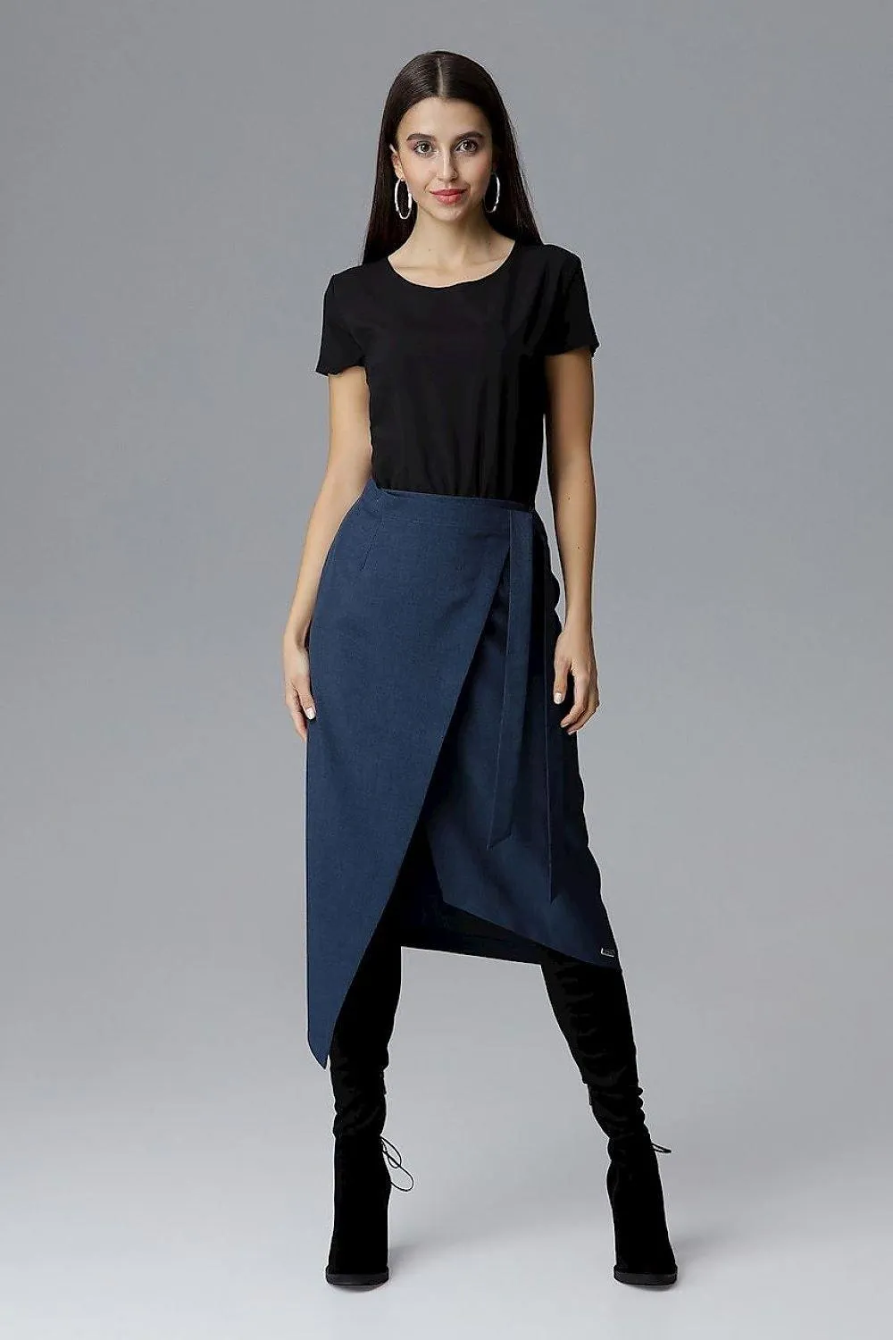 Draped Asymmetrical Tie-Waist Skirt