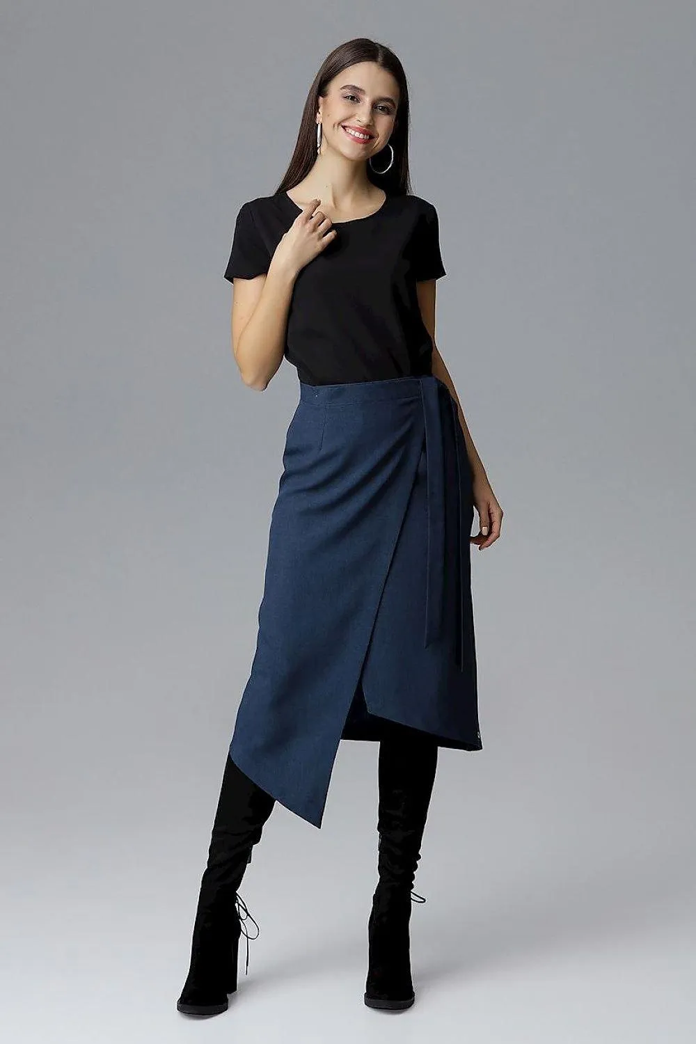 Draped Asymmetrical Tie-Waist Skirt