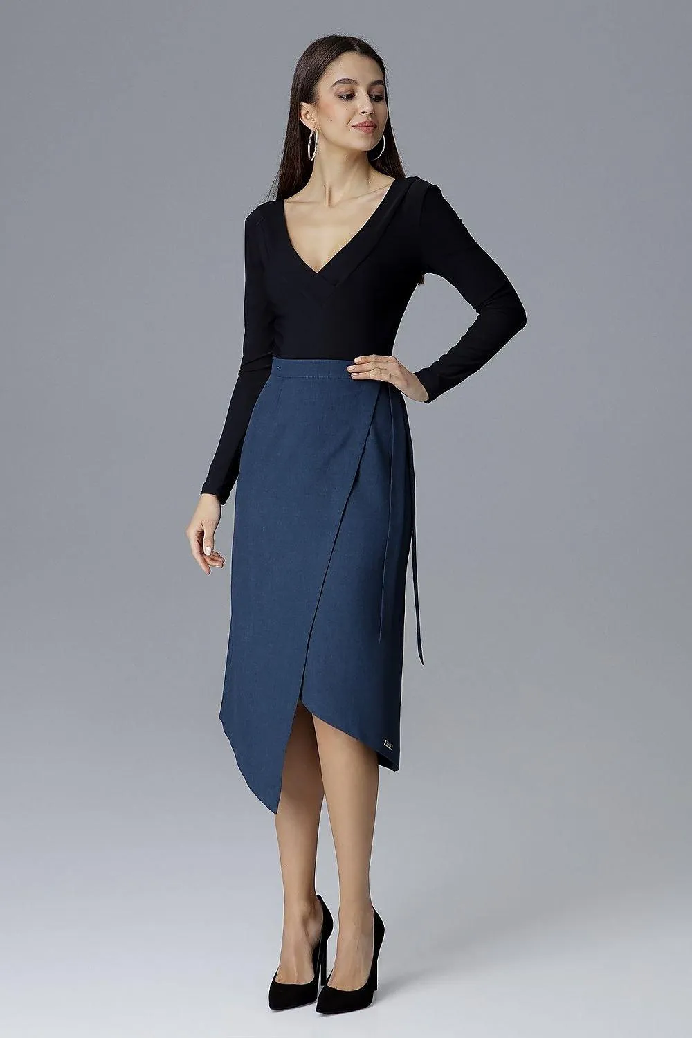 Draped Asymmetrical Tie-Waist Skirt