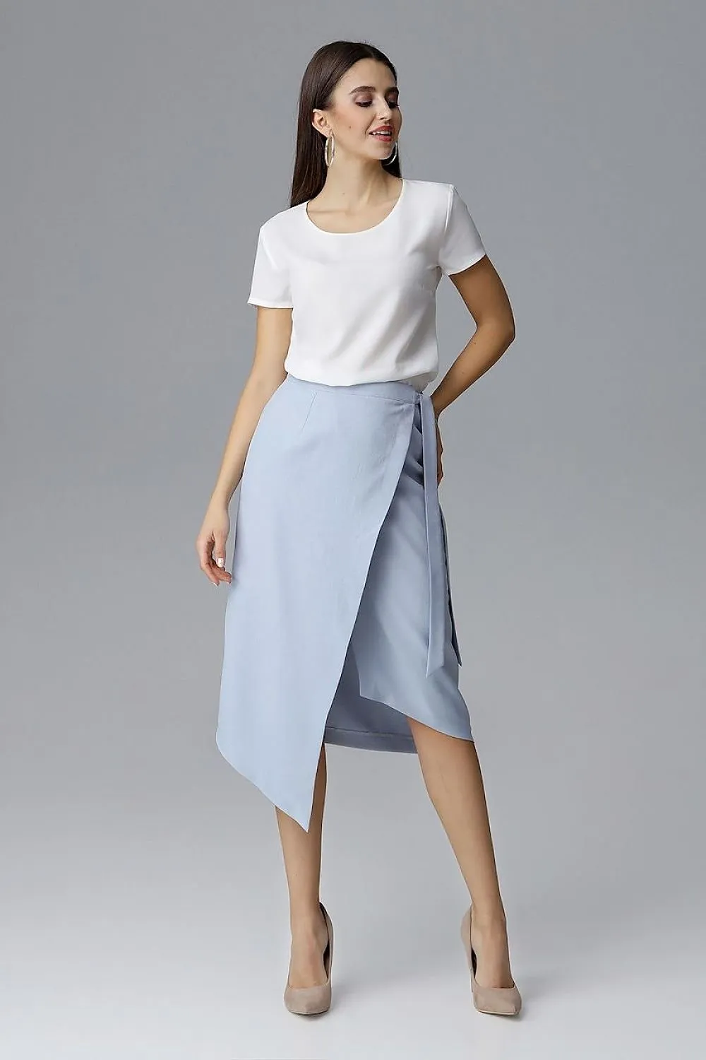 Draped Asymmetrical Tie-Waist Skirt