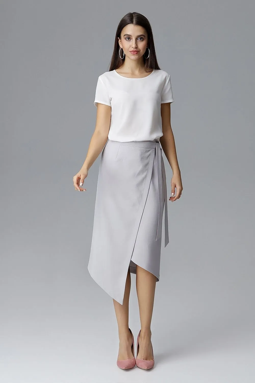 Draped Asymmetrical Tie-Waist Skirt