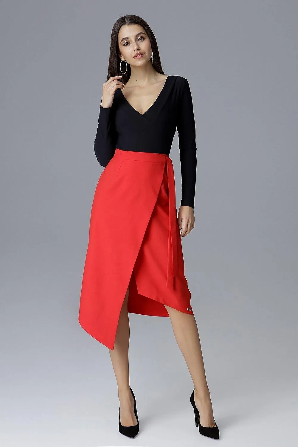 Draped Asymmetrical Tie-Waist Skirt