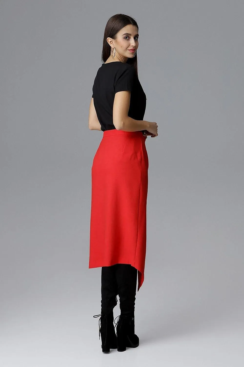 Draped Asymmetrical Tie-Waist Skirt