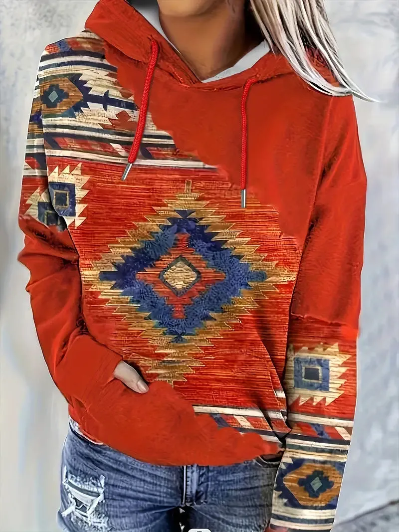 FallWinter Hoodie Ethnic Print