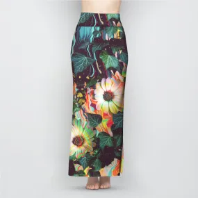 Floral Glitch Maxi Skirt