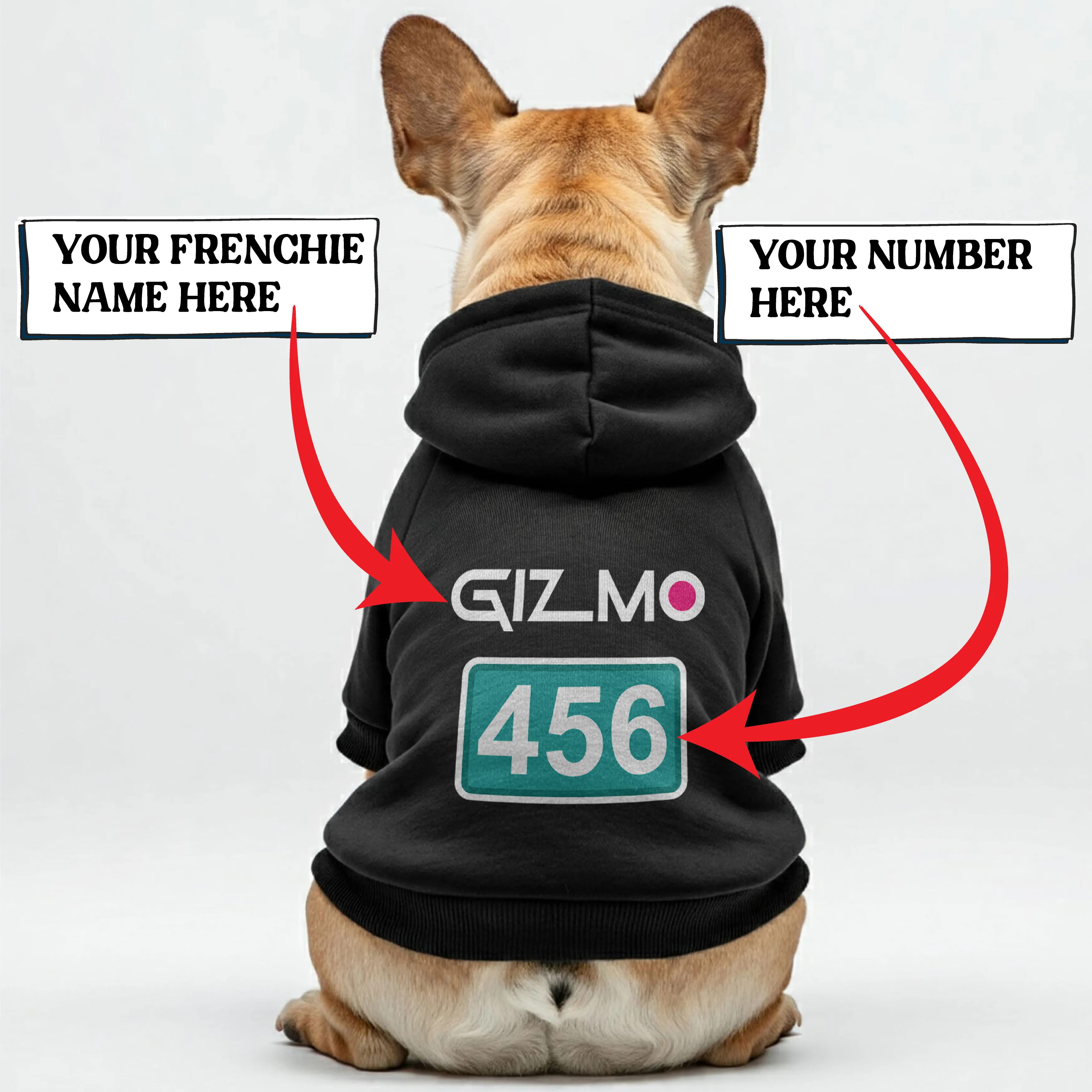 Frenchie Game - Personalized French Bulldog Hoodies with Custom Name and Number – Stylish, Cozy, and Premium 100% Cotton