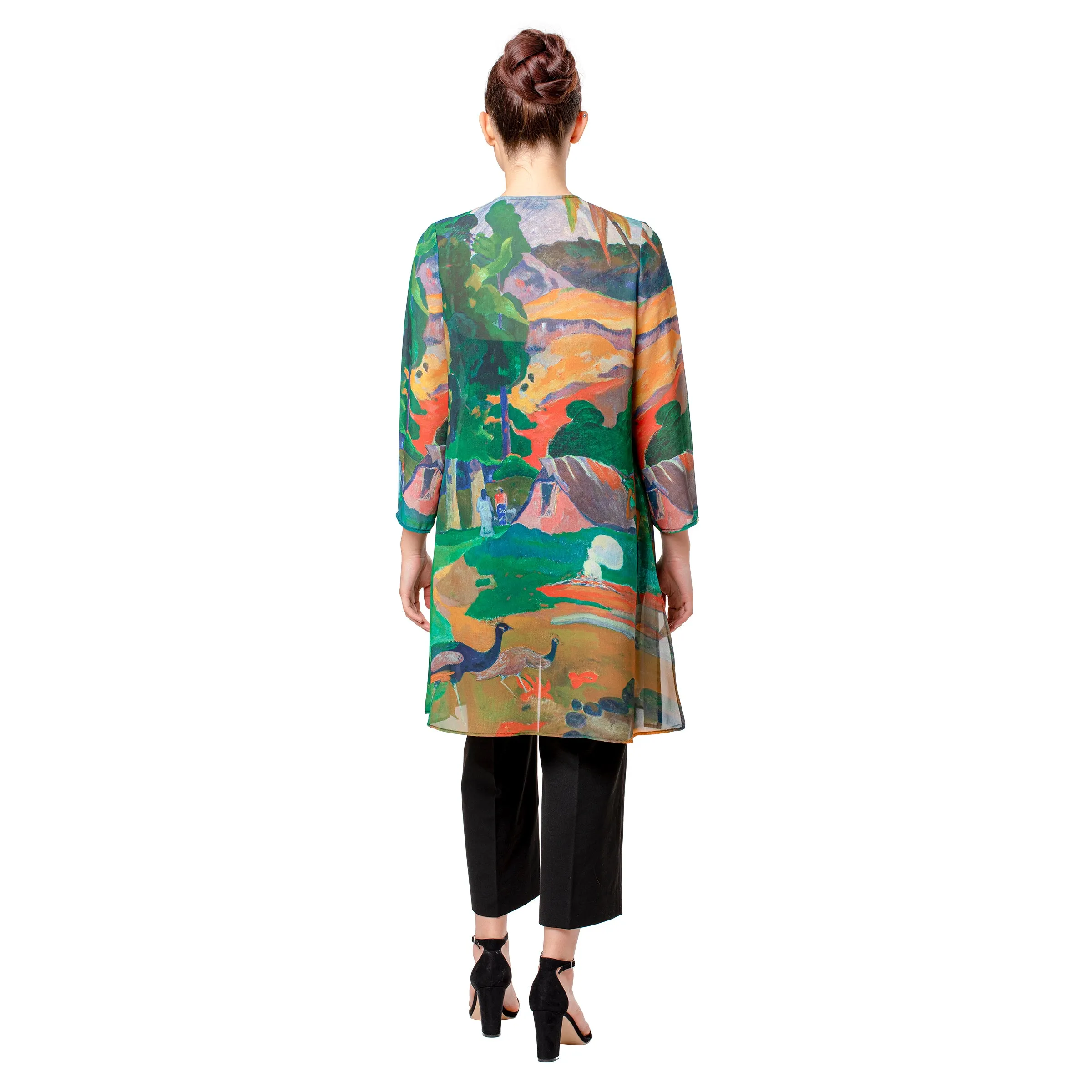 Gauguin Landscape with Peacocks Sheer Cardigan