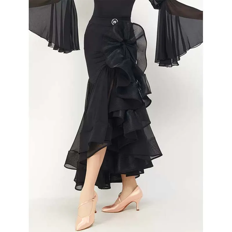 HC-Women's Black Swing Modern Ballroom Waltz Dance Skirts