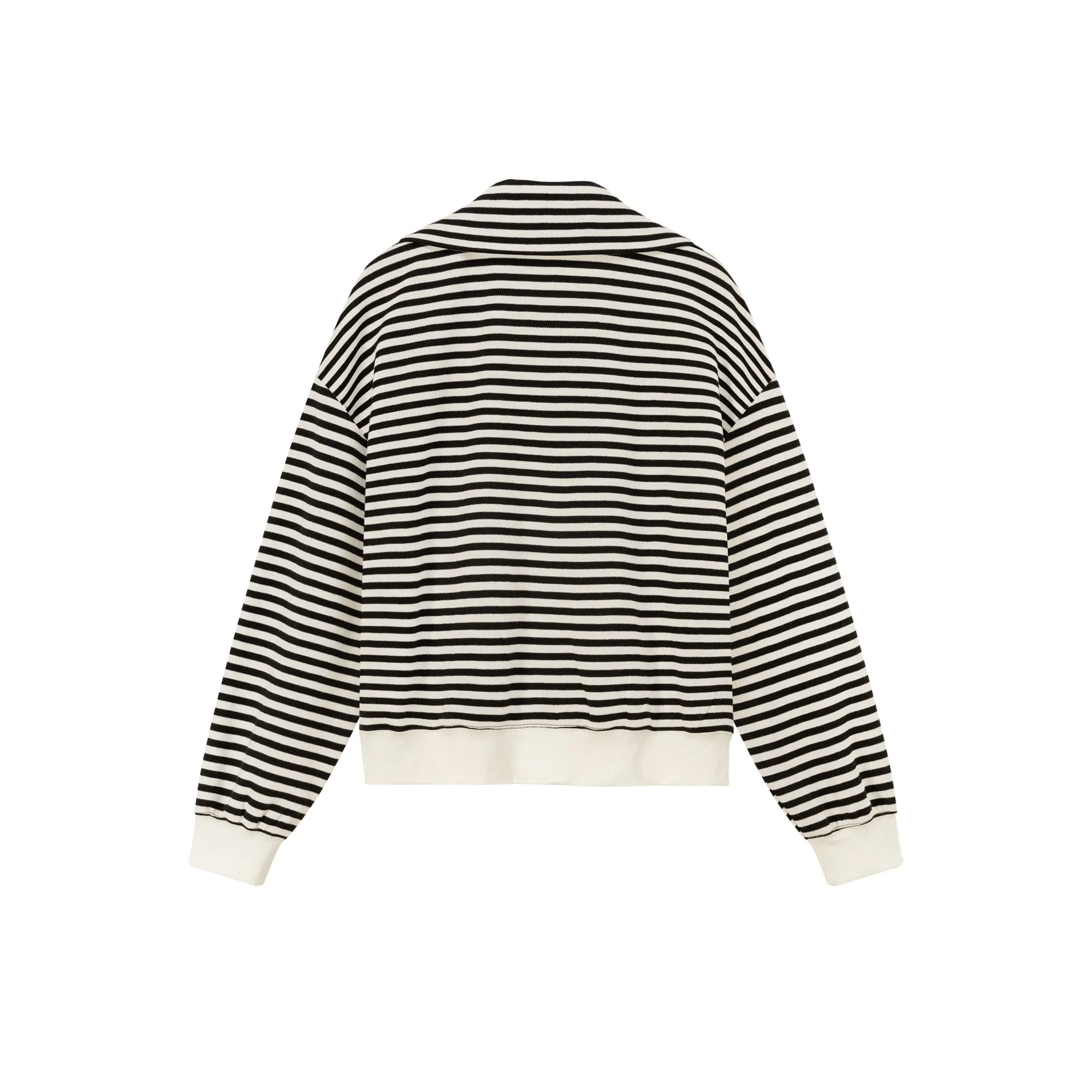 High Neck Striped Classic Zip-Up Jacket