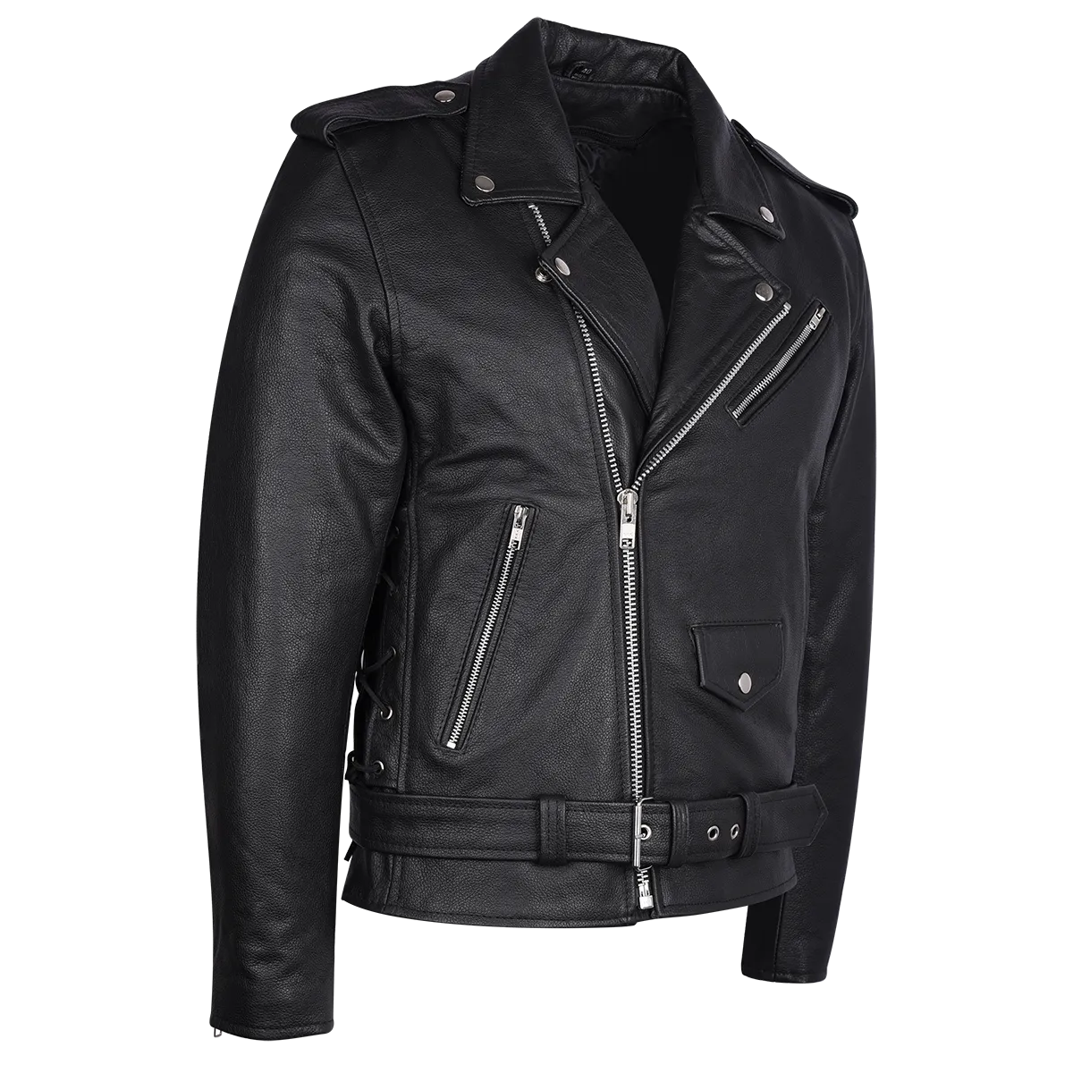 HMM525 Eagle Embossed Classic Biker Jacket