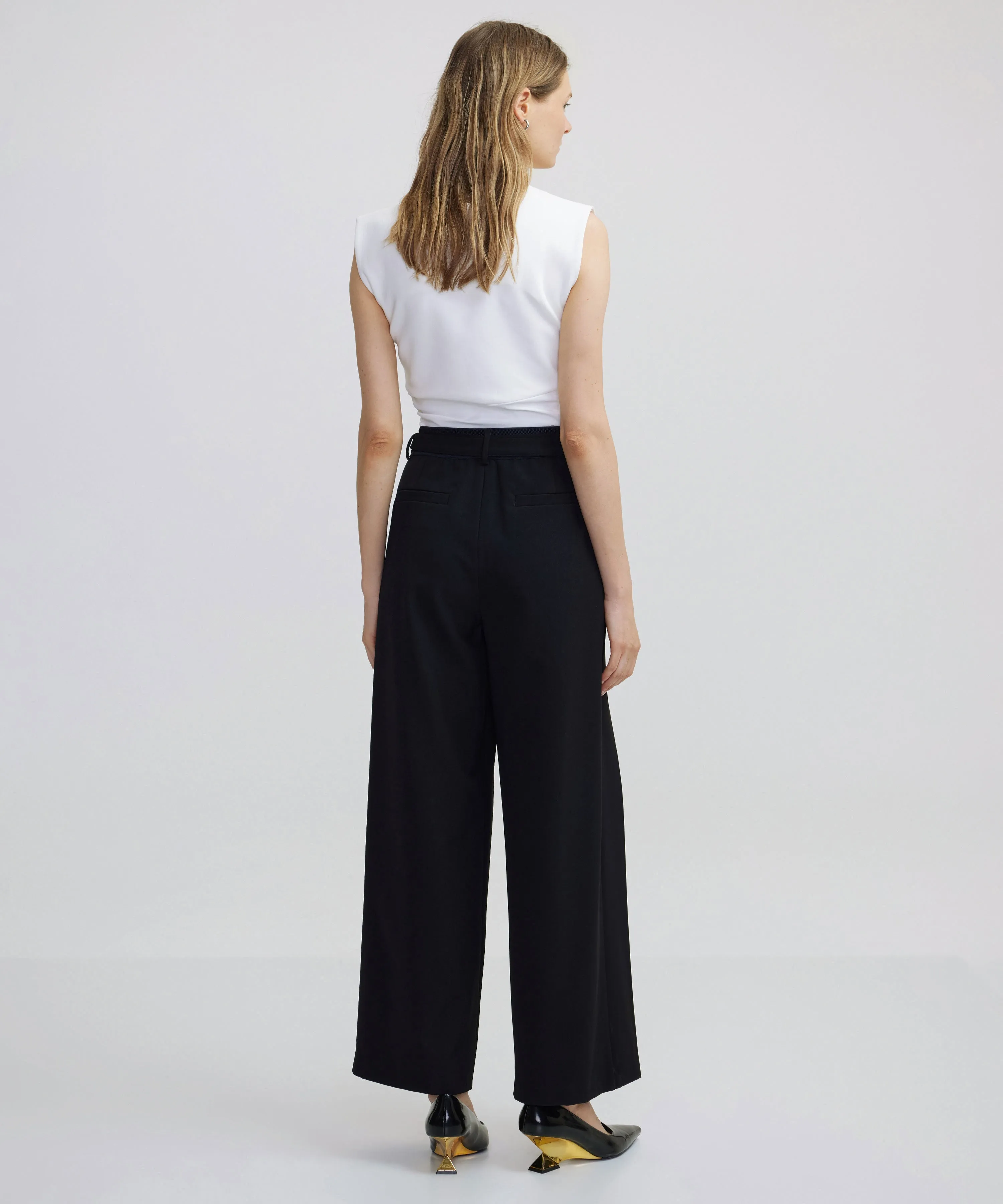 Ipekyol Rib Mix Belted Trousers Black