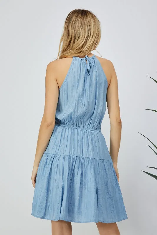 L Love Halter Neck Soft Dress - Denim Blue