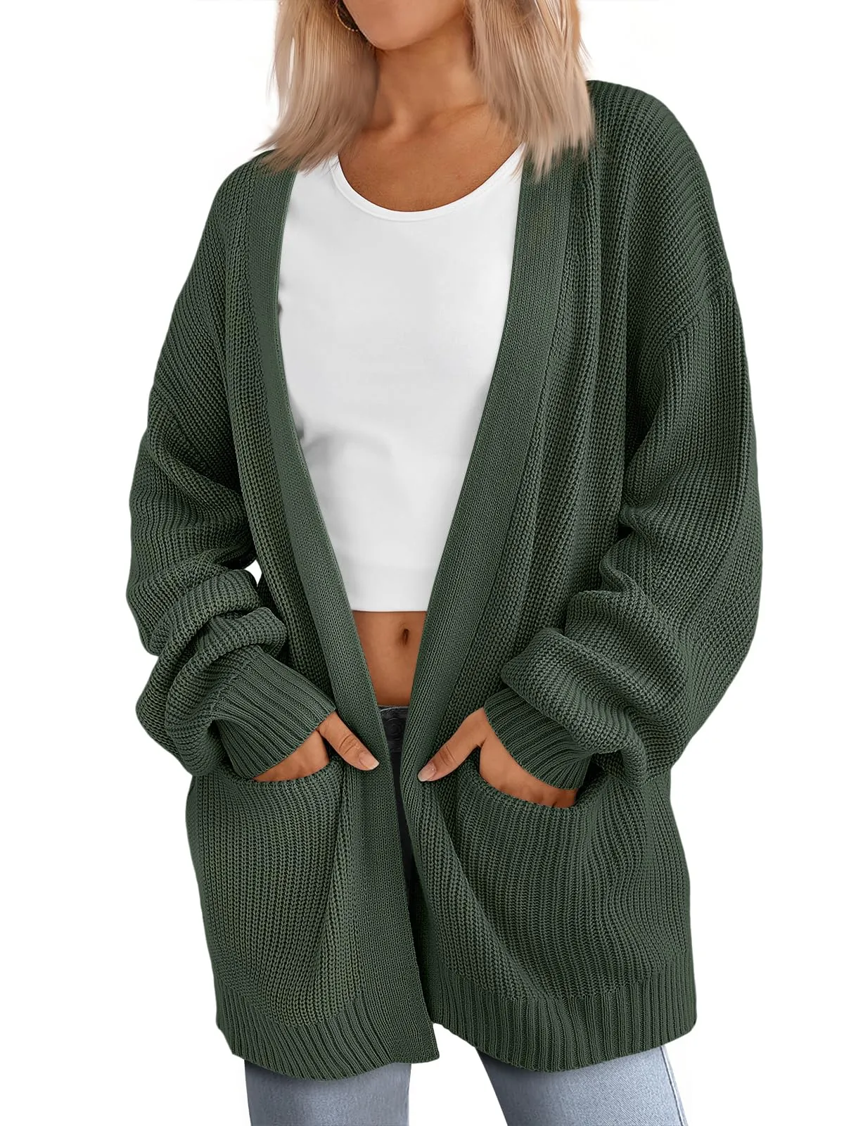 LILLUSORY Womens Oversized Cardigans Soft Knit Cardigan Sweater with Pockets