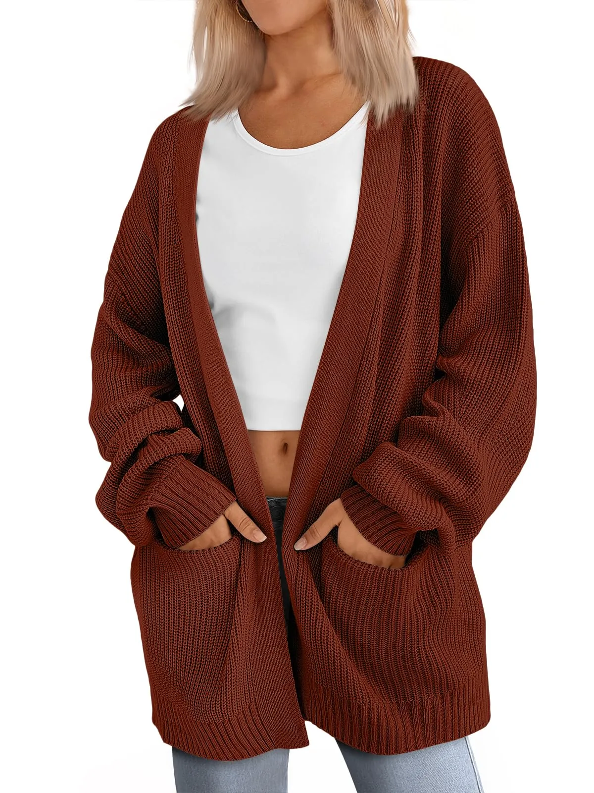 LILLUSORY Womens Oversized Cardigans Soft Knit Cardigan Sweater with Pockets