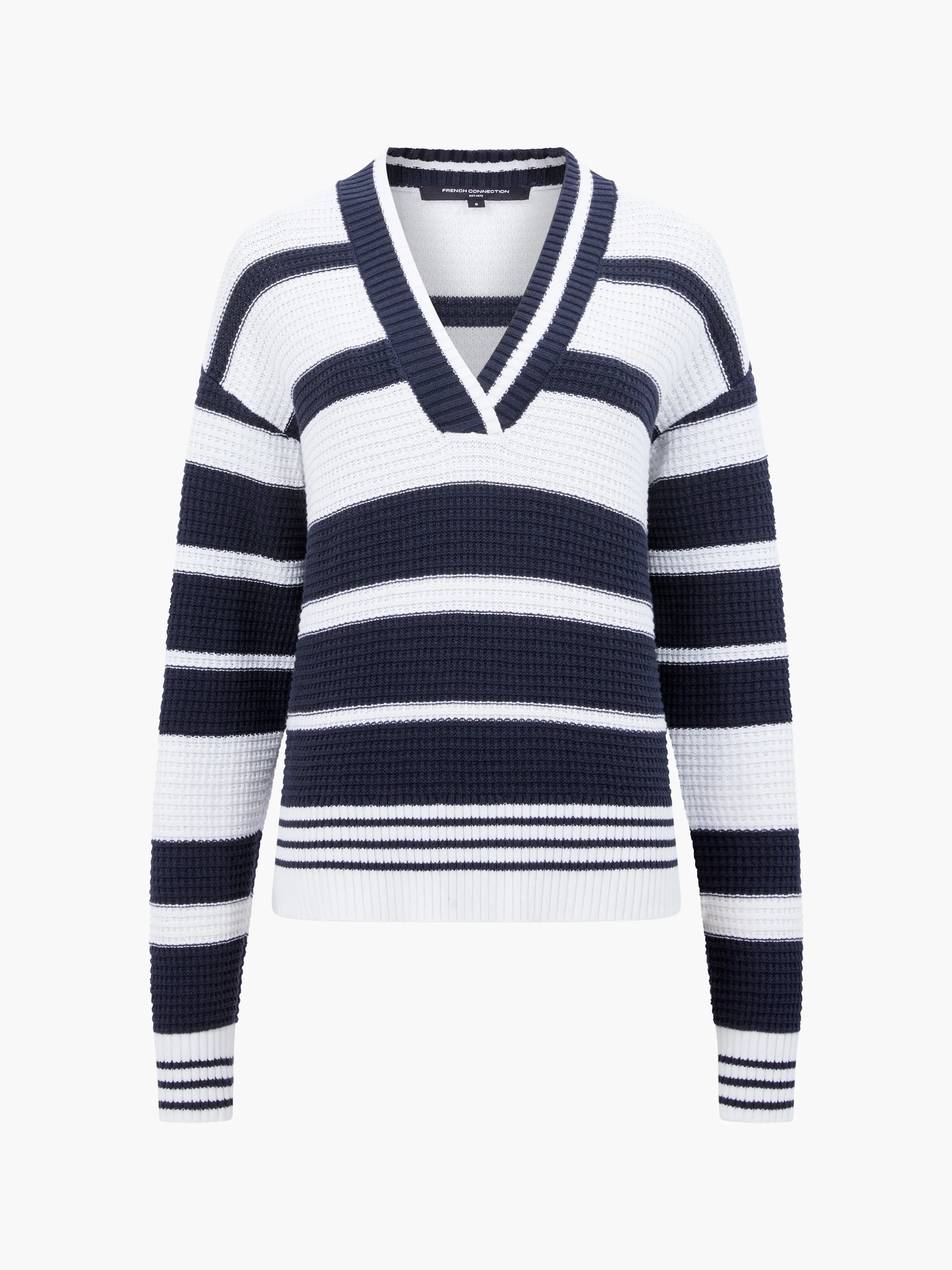 Lily Mozart Striped Varsity V-Neck Jumper